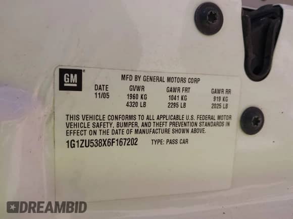 2006 Chevrolet Malibu LTZ z VIN 1G1ZU538X6F167202, wystawiony jako IAAI lot #41853430 z przebiegiem 195 437 mil mil oraz . Historia ofert i sprzedaży dostępna na DreamBid. Obrazek 9.