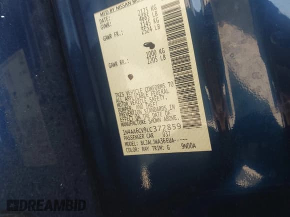 ✅ 2020 Nissan Maxima SV • VIN: 1N4AA6CV9LC372859 • Lot: 42274562. Wystawiony na IAAI z przebiegiem 95 559 mil. Bezpłatny archiwum sprzedaży aukcyjnych z USA i szczegółowy raport historii pojazdu na DreamBid. Zdjęcie 9.