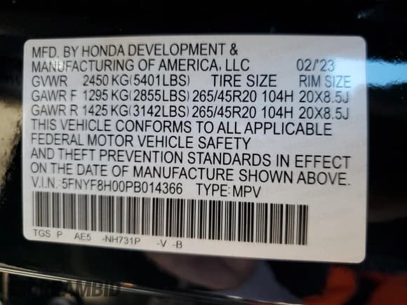 ✅ 2023 Honda Passport Elite • VIN: 5FNYF8H00PB014366 • Lot: 68616923. Wystawiony na Copart z przebiegiem 5 026 mil. Bezpłatny archiwum sprzedaży aukcyjnych z USA i szczegółowy raport historii pojazdu na DreamBid. Zdjęcie 14.