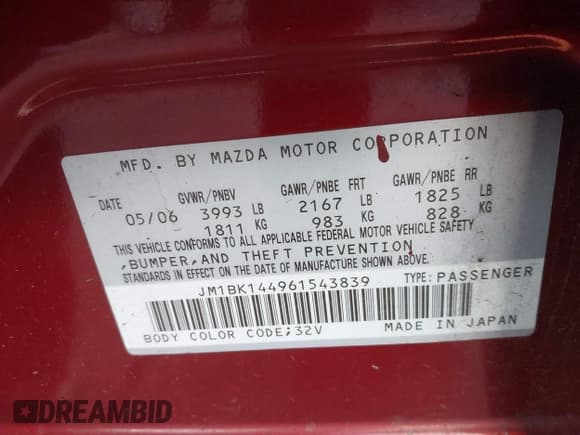 ✅ 2006 Mazda 3 s • VIN: JM1BK144961543839 • Лот: 41139689. Опубликован ранее на IAAI с пробегом 258 409 миль. Бесплатный доступ к архиву аукционных продаж из США и подробный отчёт об истории автомобиля на DreamBid. Изображение 9.