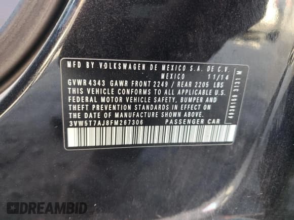 ✅ 2015 Volkswagen Jetta GLI SEL • VIN: 3VW5T7AJ8FM267306 • Lot: 78437704. Wystawiony na Copart z przebiegiem 145 241 mil. Bezpłatny archiwum sprzedaży aukcyjnych z USA i szczegółowy raport historii pojazdu na DreamBid. Zdjęcie 13.