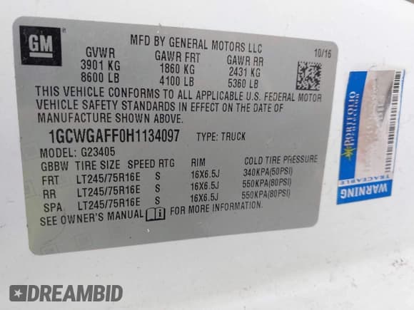 ✅ 2017 Chevrolet Express Cargo • VIN: 1GCWGAFF0H1134097 • Лот: 43193210. Опубликован ранее на IAAI с пробегом 130 349 миль. Бесплатный доступ к архиву аукционных продаж из США и подробный отчёт об истории автомобиля на DreamBid. Изображение 9.