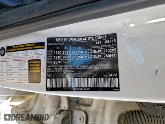 ✅ 2013 Mercedes-Benz GLK 350 • VIN: WDCGG5HB0DG148704 • Лот: 95131985. Опубликован ранее на Copart с пробегом 141 505 миль. Бесплатный доступ к архиву аукционных продаж из США и подробный отчёт об истории автомобиля на DreamBid. Изображение 13.