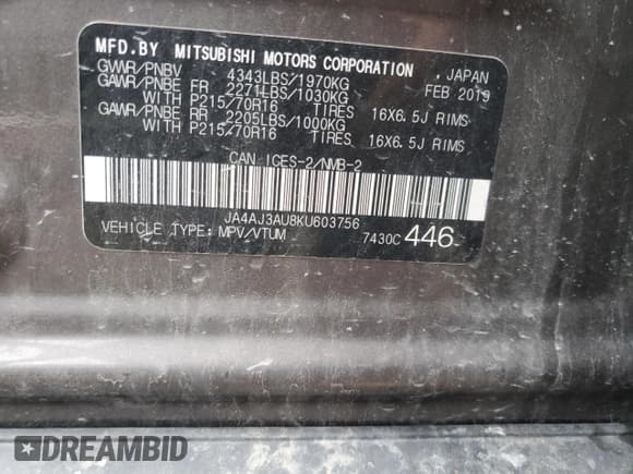 ✅ 2019 Mitsubishi Outlander Sport SE • VIN: JA4AJ3AU8KU603756 • Lot: 72514054. Wystawiony na Copart z przebiegiem 160 271 mil. Bezpłatny archiwum sprzedaży aukcyjnych z USA i szczegółowy raport historii pojazdu na DreamBid. Zdjęcie 14.