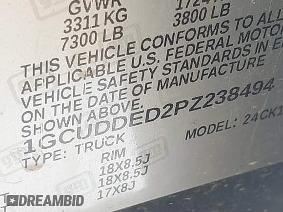 ✅ 2023 Chevrolet Silverado 1500 LT • VIN: 1GCUDDED2PZ238494 • Lot: 42991987. Listed on IAAI with Not provided. Free auction sales archive from the USA and detailed vehicle history report at DreamBid. Image 9.