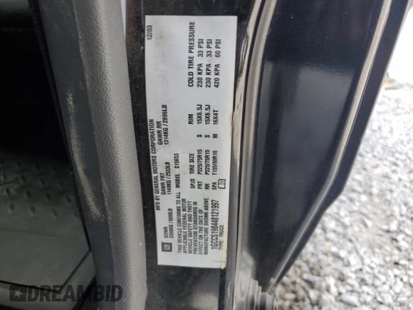 ✅ 2004 Chevrolet Colorado Z85 • VIN: 1GCCS198448121997 • Lot: 61898085. Wystawiony na Copart z przebiegiem 117 764 mil. Bezpłatny archiwum sprzedaży aukcyjnych z USA i szczegółowy raport historii pojazdu na DreamBid. Zdjęcie 12.