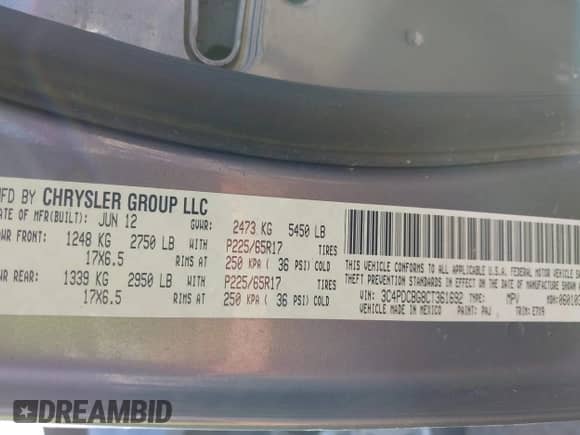 2012 Dodge Journey SXT с VIN 3C4PDCBG8CT361692, выставлен на аукционе IAAI как лот 43460314 с пробегом 233 592 миль миль и . История ставок и продаж доступна на DreamBid. Изображение 9.