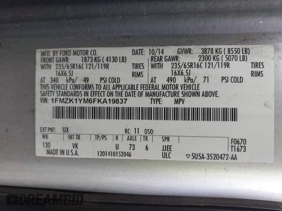 ✅ 2015 Ford Transit XL • VIN: 1FMZK1YM6FKA19837 • Lot: 42367993. Wystawiony na IAAI z przebiegiem 138 900 mil. Bezpłatny archiwum sprzedaży aukcyjnych z USA i szczegółowy raport historii pojazdu na DreamBid. Zdjęcie 9.