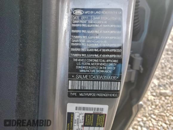 ✅ 2011 Land Rover Range Rover HSE • VIN: SALME1D43BA359936 • Lot: 92881785. Wystawiony na Copart z przebiegiem 77 635 mil. Bezpłatny archiwum sprzedaży aukcyjnych z USA i szczegółowy raport historii pojazdu na DreamBid. Zdjęcie 13.