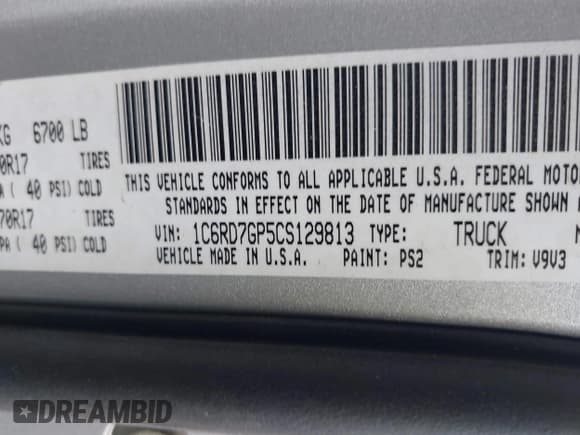 ✅ 2012 Ram 1500 SLT • VIN: 1C6RD7GP5CS129813 • Lot: 41616107. Listed on IAAI with 127,023 mi. Free auction sales archive from the USA and detailed vehicle history report at DreamBid. Image 9.