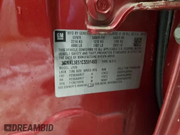 ✅ 2012 Chevrolet Captiva Sport LT • VIN: 3GNAL3E51CS591493 • Lot: 87511055. Wystawiony na Copart z przebiegiem 128 541 mil. Bezpłatny archiwum sprzedaży aukcyjnych z USA i szczegółowy raport historii pojazdu na DreamBid. Zdjęcie 15.