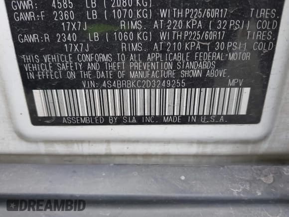 ✅ 2013 Subaru Outback Limited • VIN: 4S4BRBKC2D3249255 • Lot: 43575550. Listed on IAAI with 198,108 mi. Free auction sales archive from the USA and detailed vehicle history report at DreamBid. Image 9.