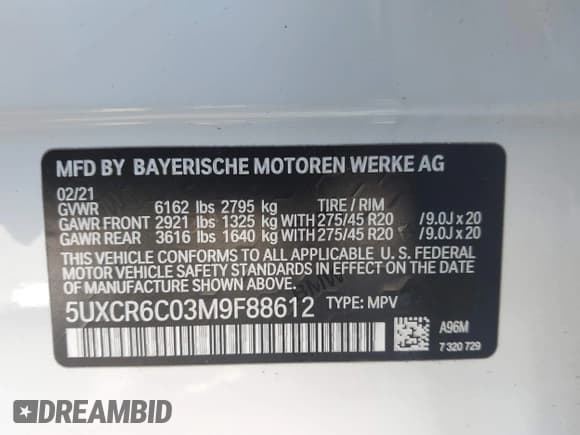 ✅ 2021 BMW X5 xDrive40i • VIN: 5UXCR6C03M9F88612 • Лот: 43534557. Опубликован ранее на IAAI с пробегом 60 673 миль. Бесплатный доступ к архиву аукционных продаж из США и подробный отчёт об истории автомобиля на DreamBid. Изображение 9.