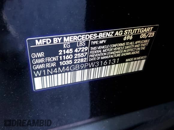 ✅ 2023 Mercedes-Benz GLB 250 • VIN: W1N4M4GB9PW316131 • Lot: 93076365. Listed on Copart with 45,098 mi. Free auction sales archive from the USA and detailed vehicle history report at DreamBid. Image 14.