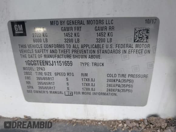 ✅ 2018 Chevrolet Colorado 4WD ZR2 • VIN: 1GCGTEEN5J1151659 • Lot: 43630954. Listed on IAAI with 122,805 mi. Free auction sales archive from the USA and detailed vehicle history report at DreamBid. Image 9.