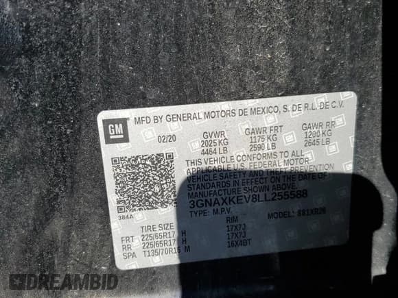 ✅ 2020 Chevrolet Equinox LT • VIN: 3GNAXKEV8LL255588 • Лот: 71910705. Опубликован ранее на Copart с пробегом 90 932 миль. Бесплатный доступ к архиву аукционных продаж из США и подробный отчёт об истории автомобиля на DreamBid. Изображение 13.