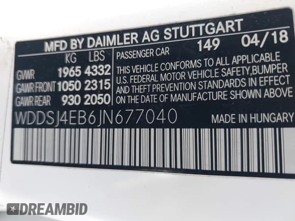 ✅ 2018 Mercedes-Benz CLA 250 • VIN: WDDSJ4EB6JN677040 • Lot: 43510857. Wystawiony na IAAI z przebiegiem 98 933 mil. Bezpłatny archiwum sprzedaży aukcyjnych z USA i szczegółowy raport historii pojazdu na DreamBid. Zdjęcie 9.