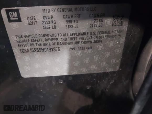 ✅ 2017 Cadillac ATS Performance Collection AWD • VIN: 1G6AJ5SS5H0191376 • Лот: 41685013. Опубликован ранее на IAAI с пробегом 64 188 миль. Бесплатный доступ к архиву аукционных продаж из США и подробный отчёт об истории автомобиля на DreamBid. Изображение 9.