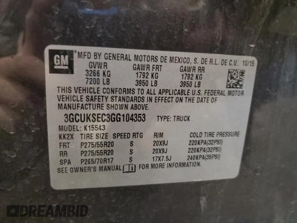 ✅ 2016 Chevrolet Silverado 1500 LTZ • VIN: 3GCUKSEC3GG104353 • Lot: 81729235. Listed on Copart with 110,766 mi. Free auction sales archive from the USA and detailed vehicle history report at DreamBid. Image 12.