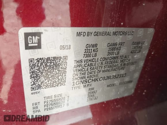 ✅ 2018 Chevrolet Suburban LT • VIN: 1GNSCHKC0JR352313 • Lot: 43152195. Wystawiony na IAAI z przebiegiem 118 856 mil. Bezpłatny archiwum sprzedaży aukcyjnych z USA i szczegółowy raport historii pojazdu na DreamBid. Zdjęcie 9.