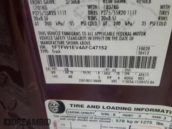 ✅ 2010 Ford F-150 XL • VIN: 1FTFW1EV4AFC47152 • Лот: 85691725. Опубликован ранее на Copart с пробегом 212 348 миль. Бесплатный доступ к архиву аукционных продаж из США и подробный отчёт об истории автомобиля на DreamBid. Изображение 12.