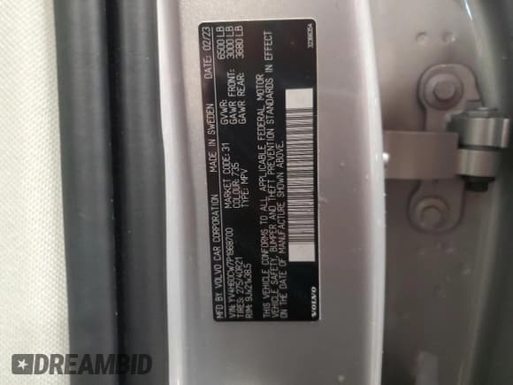 ✅ 2023 Volvo XC90 • VIN: YV4H60CW7P1968700 • Lot: 41512274. Listed on Copart with 6,167 mi. Free auction sales archive from the USA and detailed vehicle history report at DreamBid. Image 14.