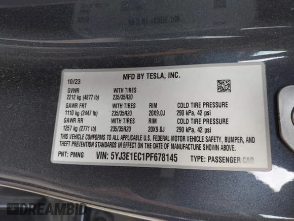 ✅ 2023 Tesla Model 3 Performance • VIN: 5YJ3E1EC1PF678145 • Lot: 42162597. Wystawiony na IAAI z przebiegiem 18 134 mil. Bezpłatny archiwum sprzedaży aukcyjnych z USA i szczegółowy raport historii pojazdu na DreamBid. Zdjęcie 9.