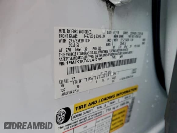 ✅ 2018 Ford Expedition Max Limited • VIN: 1FMJK1KT4JEA10705 • Лот: 94713425. Опубликован ранее на Copart с пробегом 108 977 миль. Бесплатный доступ к архиву аукционных продаж из США и подробный отчёт об истории автомобиля на DreamBid. Изображение 13.