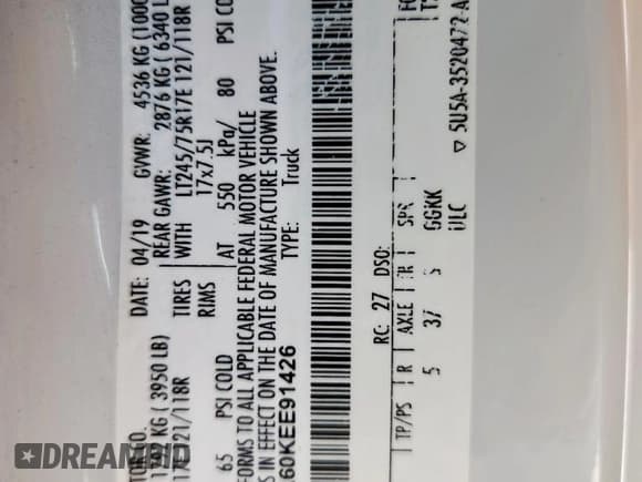 ✅ 2019 Ford F-250 XL • VIN: 1FT7X2A60KEE91426 • Lot: 80980575. Listed on Copart with 80,105 mi. Free auction sales archive from the USA and detailed vehicle history report at DreamBid. Image 13.