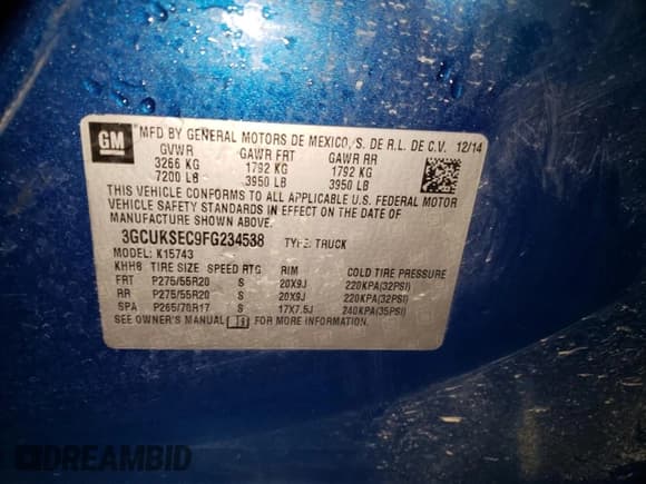 ✅ 2015 Chevrolet Silverado 1500 LTZ • VIN: 3GCUKSEC9FG234538 • Lot: 58869105. Wystawiony na Copart z przebiegiem 149 498 mil. Bezpłatny archiwum sprzedaży aukcyjnych z USA i szczegółowy raport historii pojazdu na DreamBid. Zdjęcie 12.