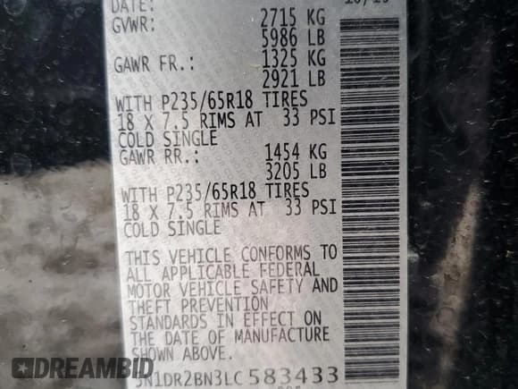 ✅ 2020 Nissan Pathfinder SV • VIN: 5N1DR2BN3LC583433 • Lot: 56195915. Listed on Copart with 88,542 mi. Free auction sales archive from the USA and detailed vehicle history report at DreamBid. Image 13.