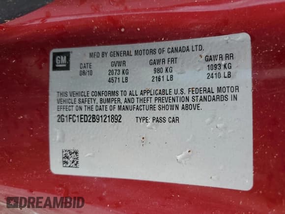 ✅ 2011 Chevrolet Camaro 2LT • VIN: 2G1FC1ED2B9121892 • Лот: 56714725. Опубликован ранее на Copart с пробегом 146 818 миль. Бесплатный доступ к архиву аукционных продаж из США и подробный отчёт об истории автомобиля на DreamBid. Изображение 12.