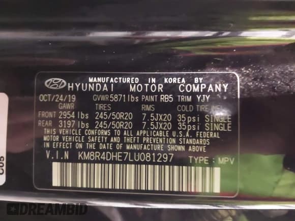 ✅ 2020 Hyundai Palisade SEL • VIN: KM8R4DHE7LU081297 • Лот: 41346750. Опубликован ранее на IAAI с пробегом 67 998 миль. Бесплатный доступ к архиву аукционных продаж из США и подробный отчёт об истории автомобиля на DreamBid. Изображение 9.