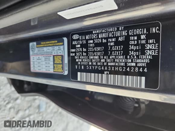 ✅ 2017 Kia Sorento LX • VIN: 5XYPG4A3XHG242844 • Лот: 92223805. Опубликован ранее на Copart с пробегом 118 124 миль. Бесплатный доступ к архиву аукционных продаж из США и подробный отчёт об истории автомобиля на DreamBid. Изображение 13.