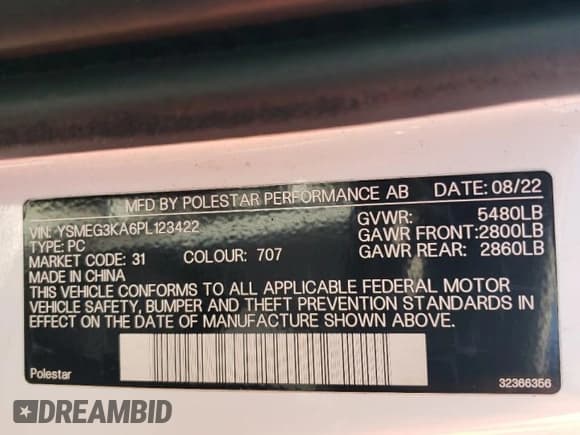 ✅ 2023 Polestar 2 • VIN: YSMEG3KA6PL123422 • Lot: 74035614. Listed on Copart with 113,109 mi. Free auction sales archive from the USA and detailed vehicle history report at DreamBid. Image 12.