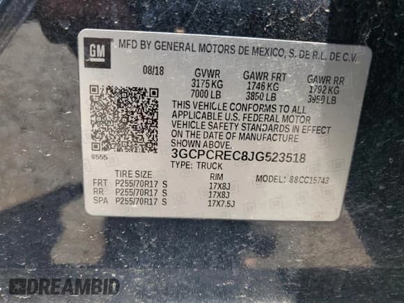 ✅ 2018 Chevrolet Silverado 1500 LT • VIN: 3GCPCREC8JG523518 • Lot: 65961315. Wystawiony na Copart z przebiegiem 113 796 mil. Bezpłatny archiwum sprzedaży aukcyjnych z USA i szczegółowy raport historii pojazdu na DreamBid. Zdjęcie 12.