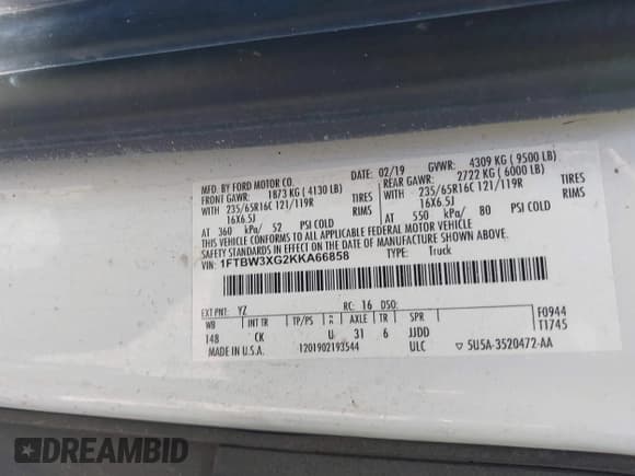 ✅ 2019 Ford Transit • VIN: 1FTBW3XG2KKA66858 • Лот: 41969887. Опубликован ранее на IAAI с пробегом 140 304 миль. Бесплатный доступ к архиву аукционных продаж из США и подробный отчёт об истории автомобиля на DreamBid. Изображение 9.