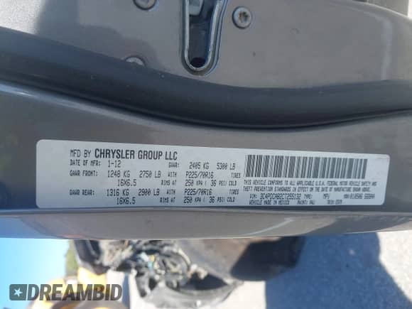 2012 Dodge Journey American Value with VIN 3C4PDCAB2CT255132, listed as a IAAI auction lot 43393533 with 178,133 mi miles and . Bid and sale history available at DreamBid. Image 9.