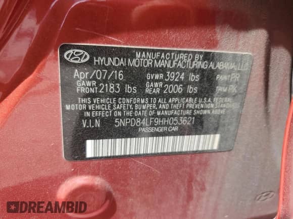 2017 Hyundai Elantra SE с VIN 5NPD84LF9HH053621, выставлен на аукционе Copart как лот 81645705 с пробегом 103 048 миль миль и Списание • Salvage title. История ставок и продаж доступна на DreamBid. Изображение 12.