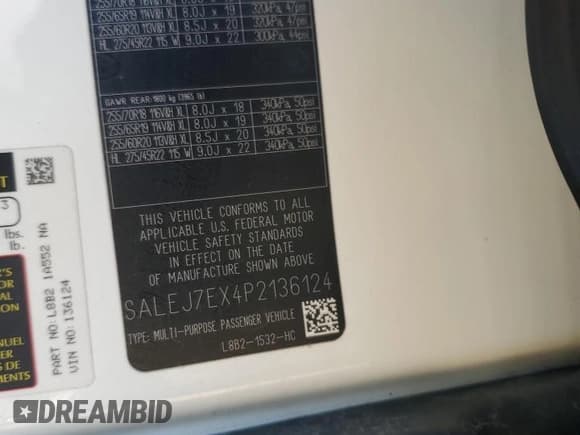 ✅ 2023 Land Rover Defender S • VIN: SALEJ7EX4P2136124 • Lot: 80471675. Listed on Copart with 61,340 mi. Free auction sales archive from the USA and detailed vehicle history report at DreamBid. Image 12.