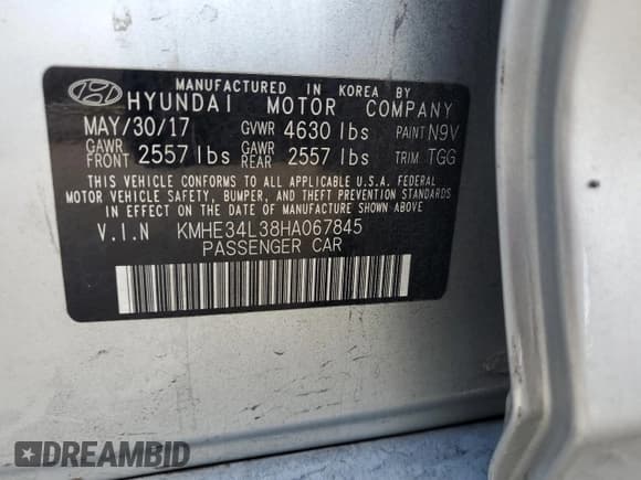 ✅ 2017 Hyundai Sonata Limited • VIN: KMHE34L38HA067845 • Lot: 38892253. Listed on Copart with 87,285 mi. Free auction sales archive from the USA and detailed vehicle history report at DreamBid. Image 12.