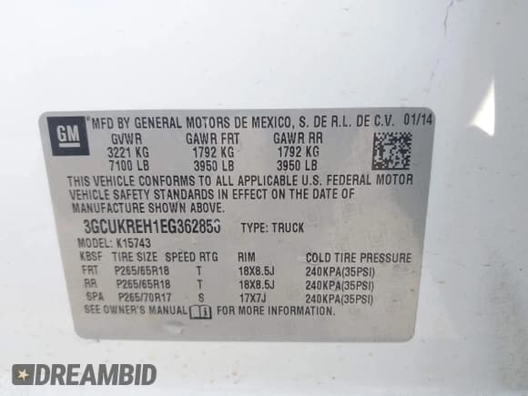 ✅ 2014 Chevrolet Silverado 1500 LT • VIN: 3GCUKREH1EG362856 • Lot: 42957775. Wystawiony na IAAI z przebiegiem 177 445 mil. Bezpłatny archiwum sprzedaży aukcyjnych z USA i szczegółowy raport historii pojazdu na DreamBid. Zdjęcie 9.