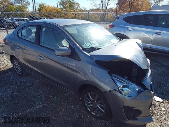 ✅ 2019 Mitsubishi Mirage ES • VIN: ML32F3FJXKHF06406 • Lot: 43632214. Listed on IAAI with 129,871 mi. Free auction sales archive from the USA and detailed vehicle history report at DreamBid. Image 1.