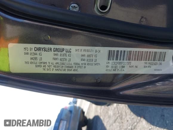 ✅ 2015 Dodge Dart SXT • VIN: 1C3CDFBB5FD117372 • Лот: 43618121. Опубликован ранее на IAAI с пробегом 98 570 миль. Бесплатный доступ к архиву аукционных продаж из США и подробный отчёт об истории автомобиля на DreamBid. Изображение 9.