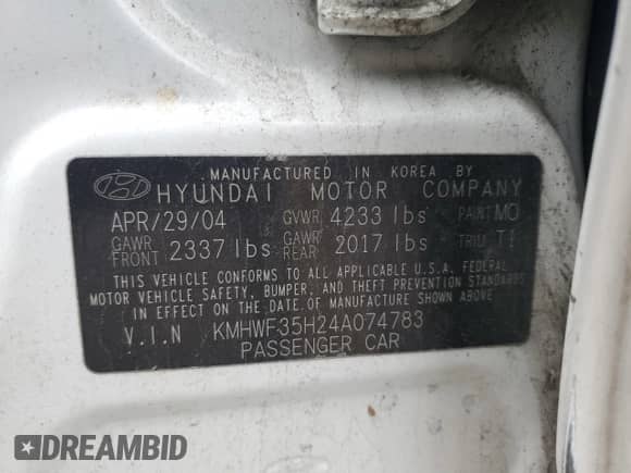 2004 Hyundai Sonata GLS с VIN KMHWF35H24A074783, выставлен на аукционе Copart как лот 51992295 с пробегом 166 285 миль миль и Списание • Salvage title. История ставок и продаж доступна на DreamBid. Изображение 12.