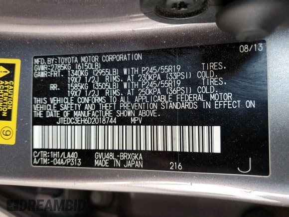 ✅ 2013 Toyota Highlander Limited • VIN: JTEDC3EH6D2018744 • Лот: 80688465. Опубликован ранее на Copart с пробегом 154 140 миль. Бесплатный доступ к архиву аукционных продаж из США и подробный отчёт об истории автомобиля на DreamBid. Изображение 13.