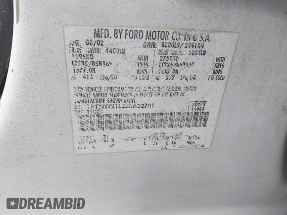 ✅ 2003 Ford F-250 XL • VIN: 1FTNW21L33EA32781 • Lot: 43487603. Listed on IAAI with 219,342 mi. Free auction sales archive from the USA and detailed vehicle history report at DreamBid. Image 9.