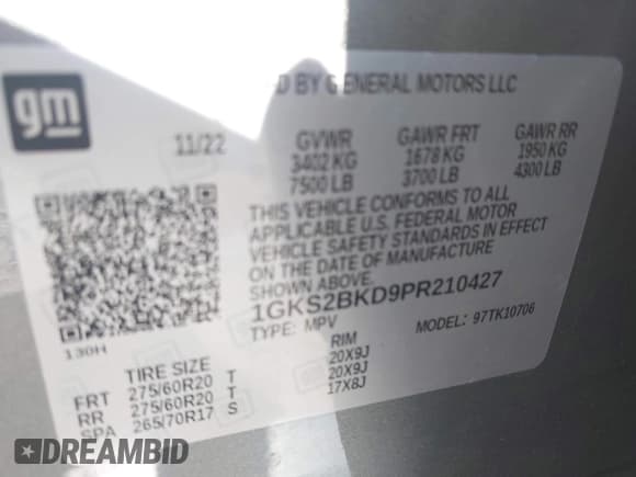 ✅ 2023 GMC Yukon SLT • VIN: 1GKS2BKD9PR210427 • Lot: 42472635. Wystawiony na IAAI z przebiegiem 24 551 mil. Bezpłatny archiwum sprzedaży aukcyjnych z USA i szczegółowy raport historii pojazdu na DreamBid. Zdjęcie 9.