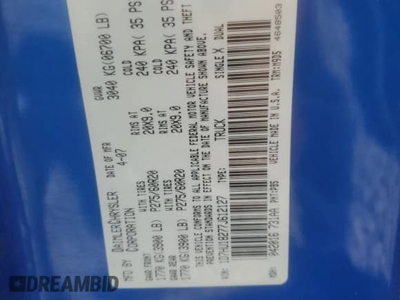 ✅ 2007 Dodge 1500 SLT • VIN: 1D7HU18277J612127 • Lot: 85760475. Listed on Copart with 272,108 mi. Free auction sales archive from the USA and detailed vehicle history report at DreamBid. Image 13.