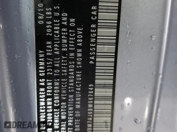 ✅ 2011 Volkswagen Golf TDI • VIN: WVWBM7AJ6BW067649 • Лот: 63320564. Опубликован ранее на Copart с пробегом 161 748 миль. Бесплатный доступ к архиву аукционных продаж из США и подробный отчёт об истории автомобиля на DreamBid. Изображение 12.